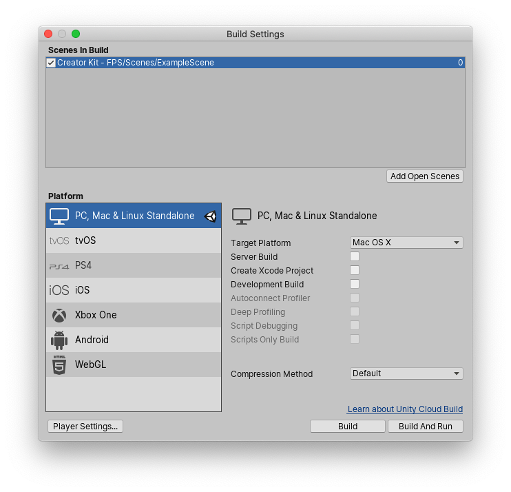 Build Settings 窗口