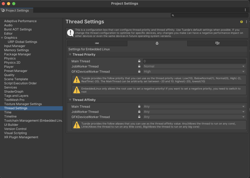 Thread Settings Window