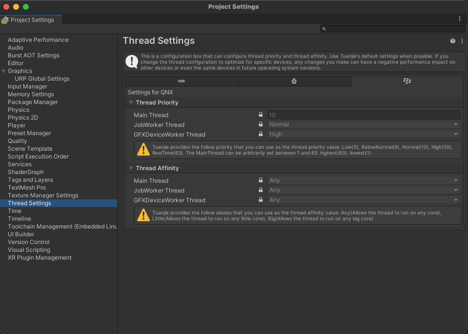 Thread Settings Window